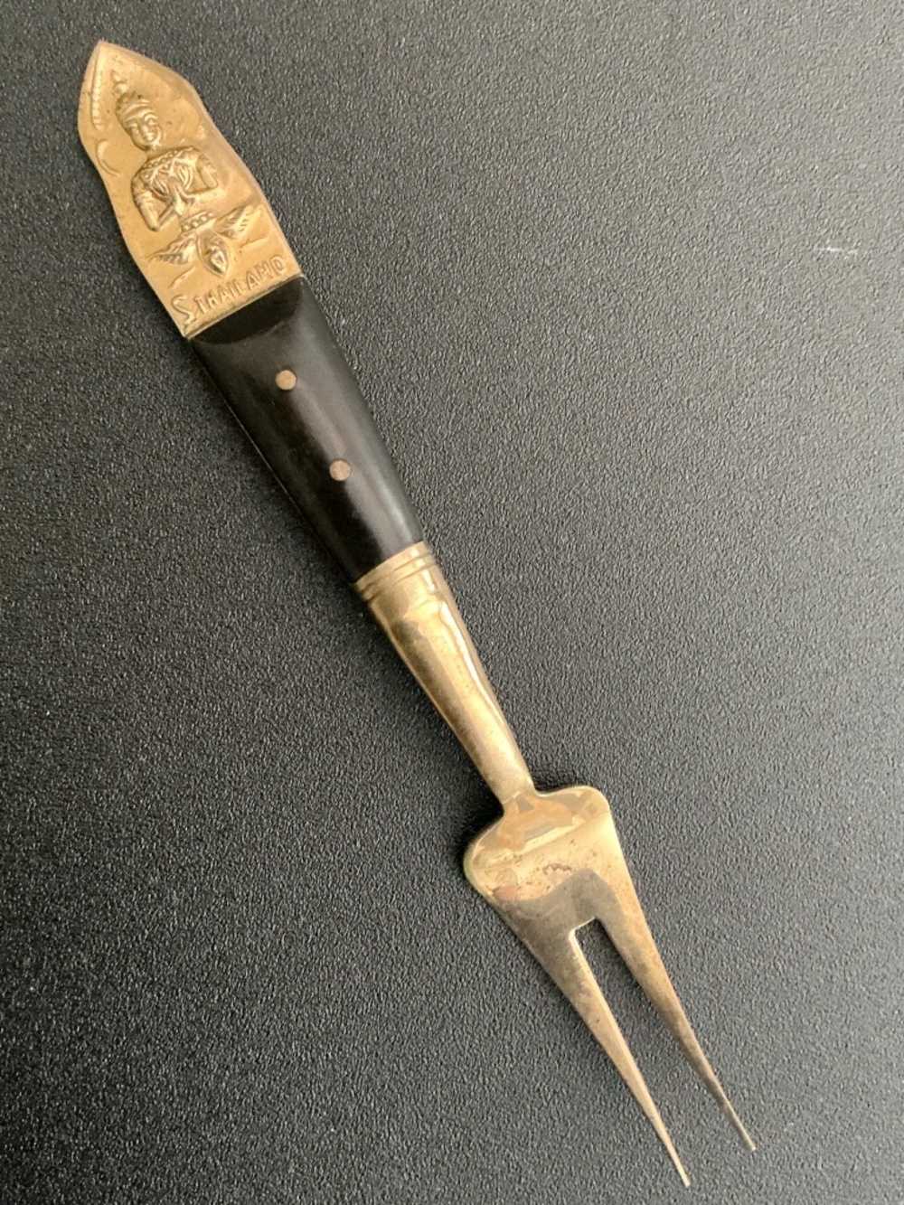 Vintage Thailand Siam Cocktail Hors d’oeuvre Fork Buddha Antique - Picture 16 of 16